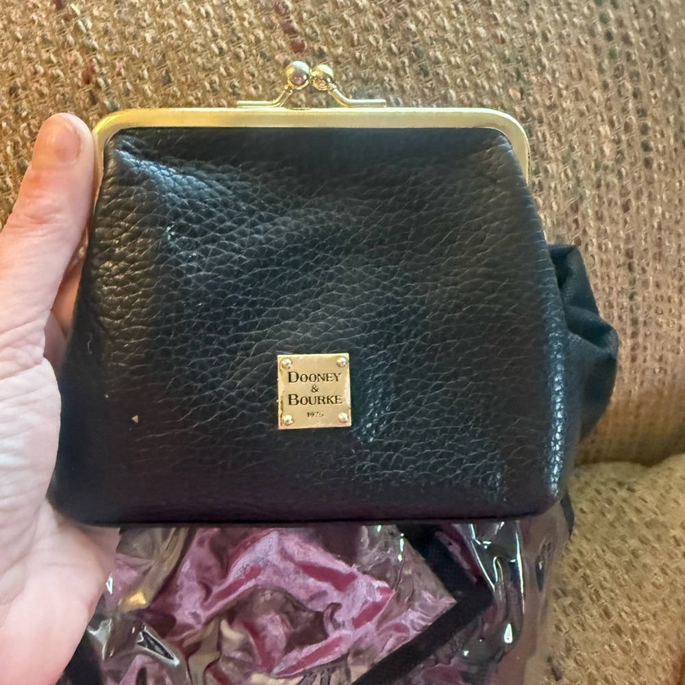 Dooney & Bourke Black Key & Card Holder with Gold-Tone Accents